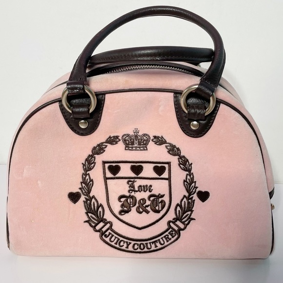 Rare Vintage Juicy Couture Pink Velvet Handbag Y2K - Picture 2 of 11
